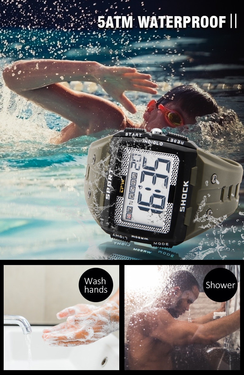 Men's 5ATM Waterproof Sports Watches