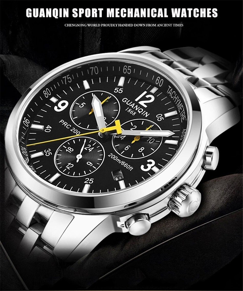 Sport Watch Men Waterproof 200M Mechanical Watch Men Automatic Wind GUANQIN 2020 Top Brand Luxury Date Week Luminous Function Sport Watch Men Waterproof 200M Mechanical Watch Men Automatic Wind GUANQIN 2020 Top Brand Luxury Date Week Luminous Function