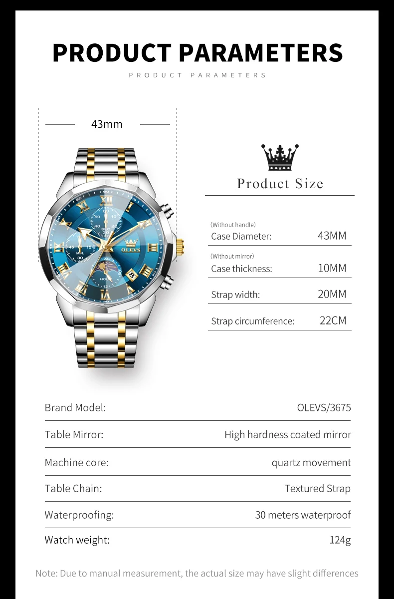 OLEVS 3675 Mens Watch Business Original Brand Quartz Watch Waterproof Luminous Moon Phase Automatic Date Three Dial Watch Gifts OLEVS 3675 Mens Watch Business Original Brand Quartz Watch Waterproof Luminous Moon Phase Automatic Date Three Dial Watch Gifts