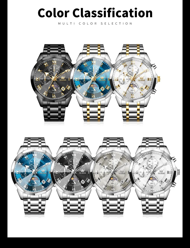 OLEVS 3675 Mens Watch Business Original Brand Quartz Watch Waterproof Luminous Moon Phase Automatic Date Three Dial Watch Gifts OLEVS 3675 Mens Watch Business Original Brand Quartz Watch Waterproof Luminous Moon Phase Automatic Date Three Dial Watch Gifts