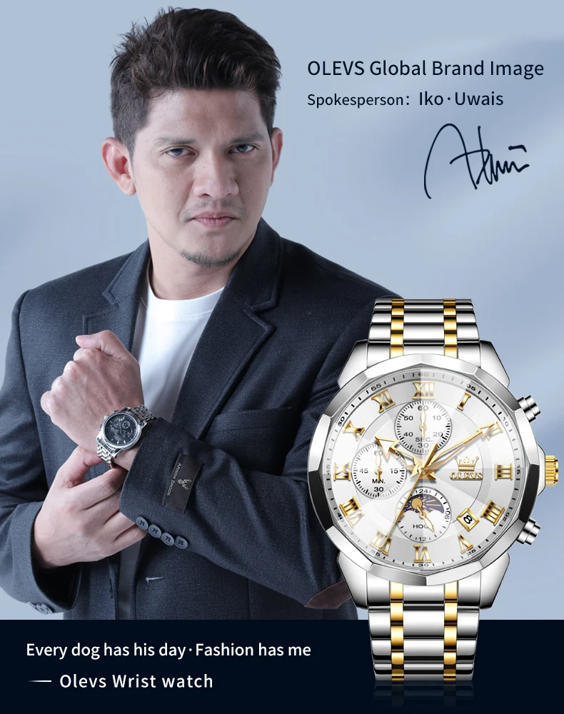 OLEVS 3675 Mens Watch Original Business Brand Quartz Watch Multifunctional Chronograph Waterproof Moon Phase Watch For Man New OLEVS 3675 Mens Watch Original Business Brand Quartz Watch Multifunctional Chronograph Waterproof Moon Phase Watch For Man New