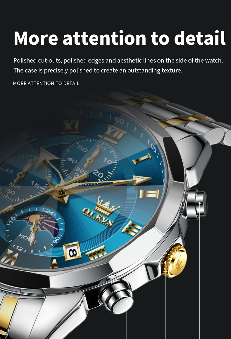 OLEVS 3675 Mens Watch Original Multifunctional Chronograph Quartz Watch Moon Phase Watches For Men Waterproof Mens Gifts Reloj OLEVS 3675 Mens Watch Original Multifunctional Chronograph Quartz Watch Moon Phase Watches For Men Waterproof Mens Gifts Reloj