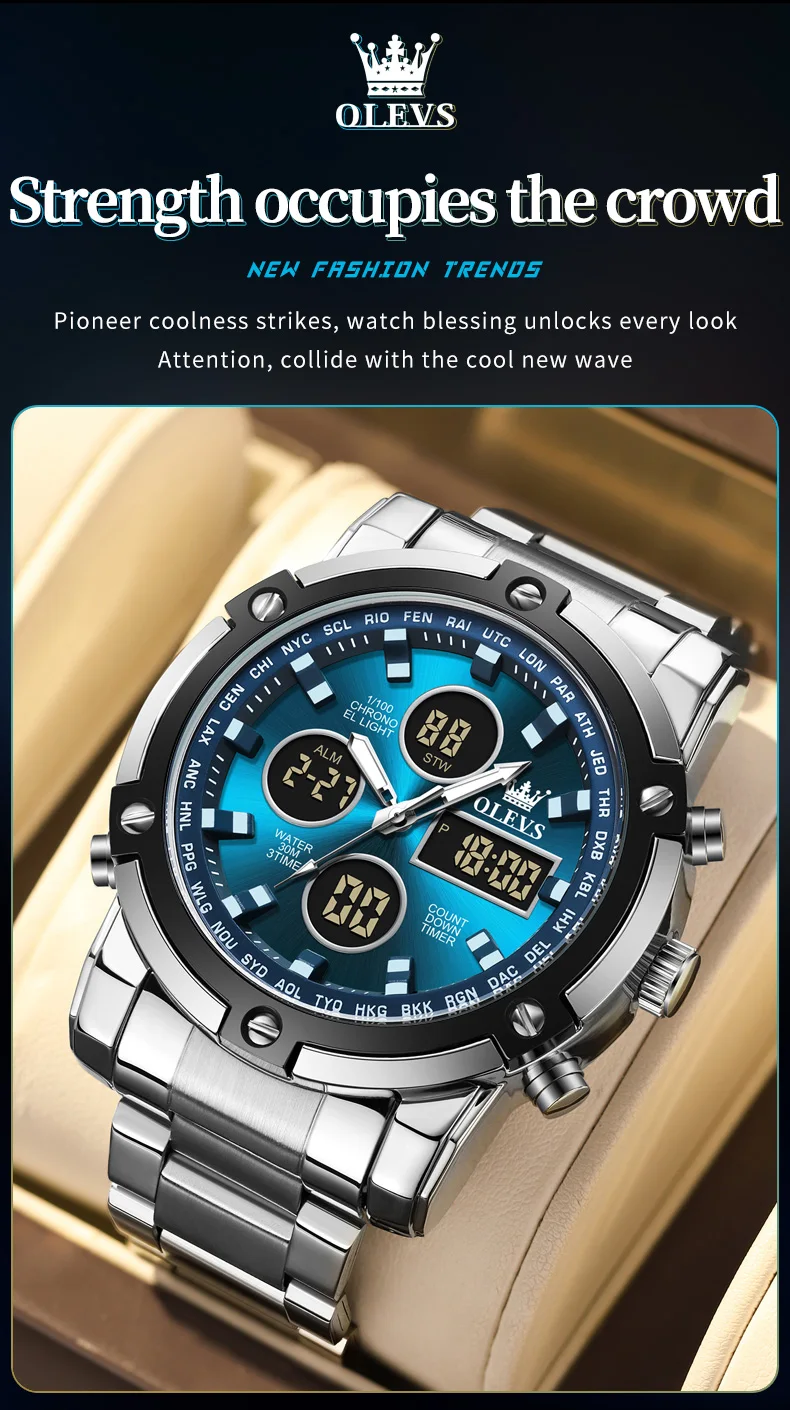 OLEVS Men's Watches Original Multifunctional Wlectronic Watch for Man Waterproof Luminous Alarm Clock Fashion Dress OLEVS Men's Watches Original Multifunctional Wlectronic Watch for Man Waterproof Luminous Alarm Clock Fashion Dress