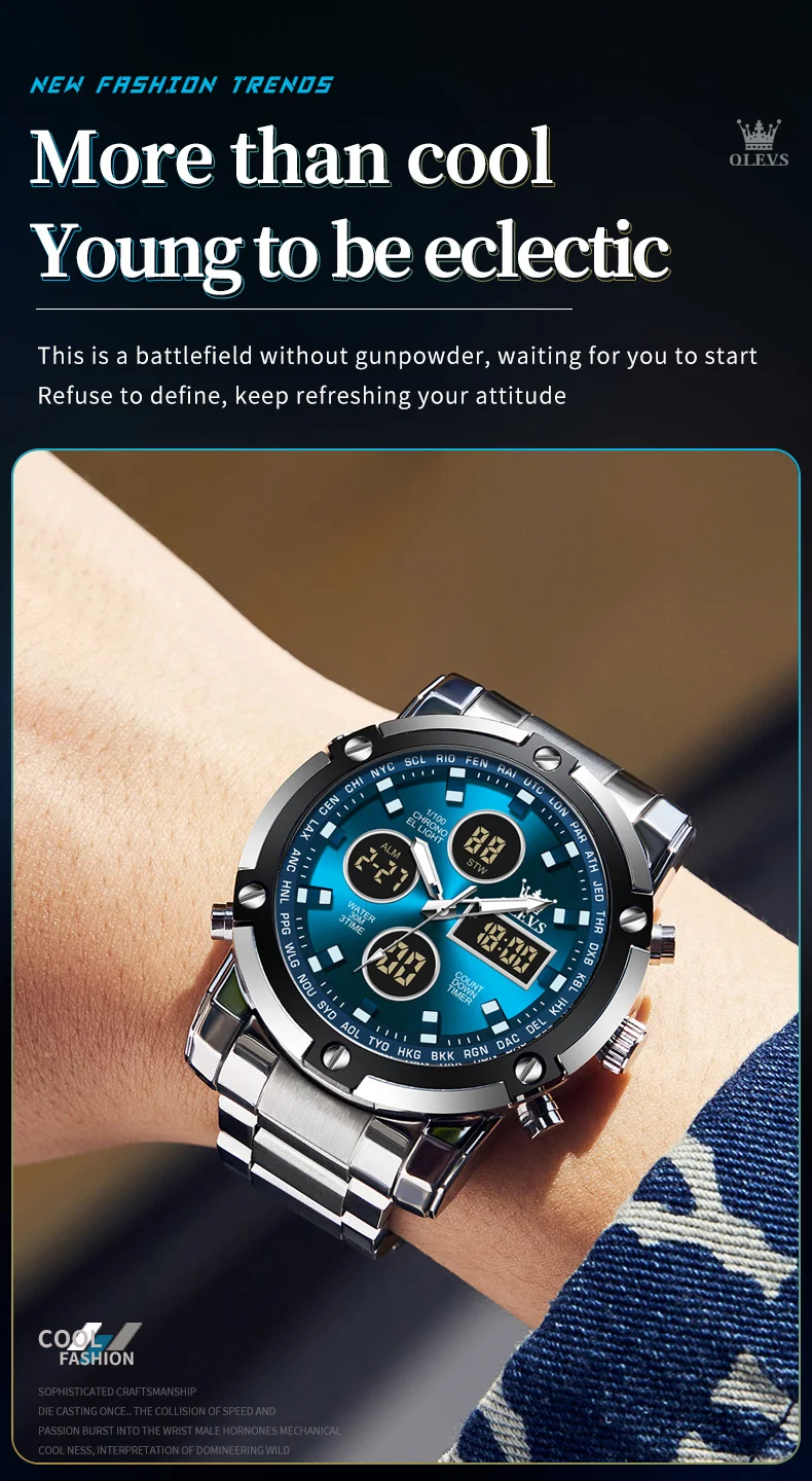 OLEVS Men's Watches Original Multifunctional Wlectronic Watch for Man Waterproof Luminous Alarm Clock Fashion Dress OLEVS Men's Watches Original Multifunctional Wlectronic Watch for Man Waterproof Luminous Alarm Clock Fashion Dress