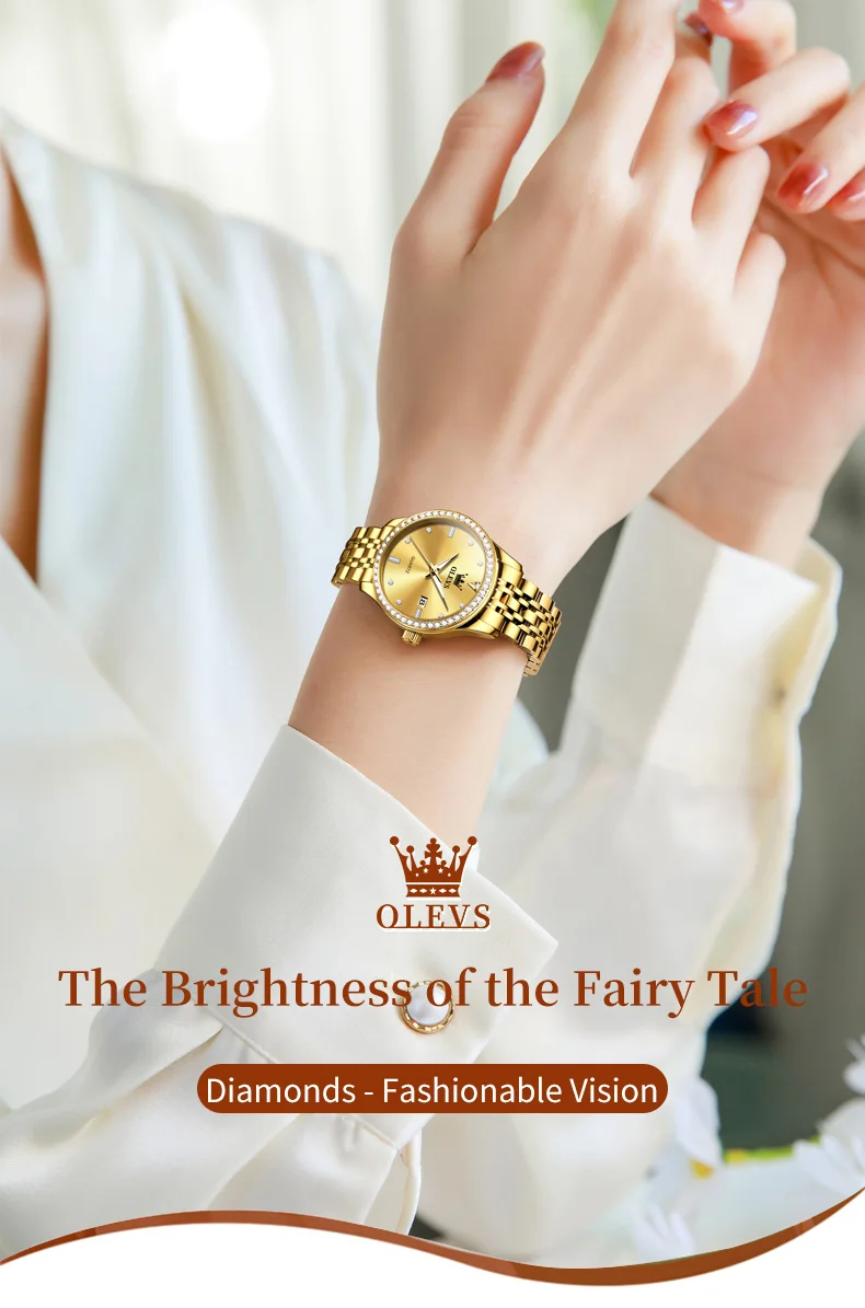 OLEVS Luxury Brand Women's Watches Elegant Gold Fashion Quartz Watch Luminous Versatile Waterproof Female Authentication Watch OLEVS Luxury Brand Women's Watches Elegant Gold Fashion Quartz Watch Luminous Versatile Waterproof Female Authentication Watch