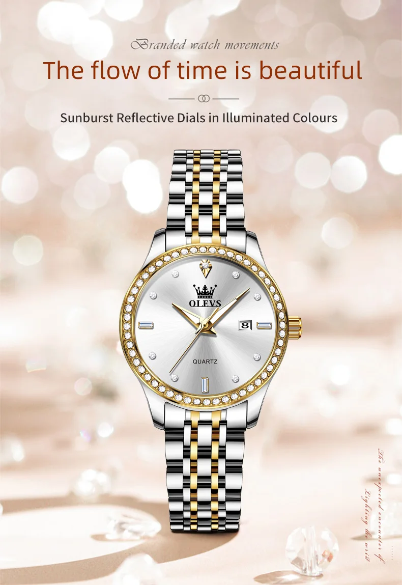 OLEVS Luxury Brand Women's Watches Elegant Gold Fashion Quartz Watch Luminous Versatile Waterproof Female Authentication Watch OLEVS Luxury Brand Women's Watches Elegant Gold Fashion Quartz Watch Luminous Versatile Waterproof Female Authentication Watch