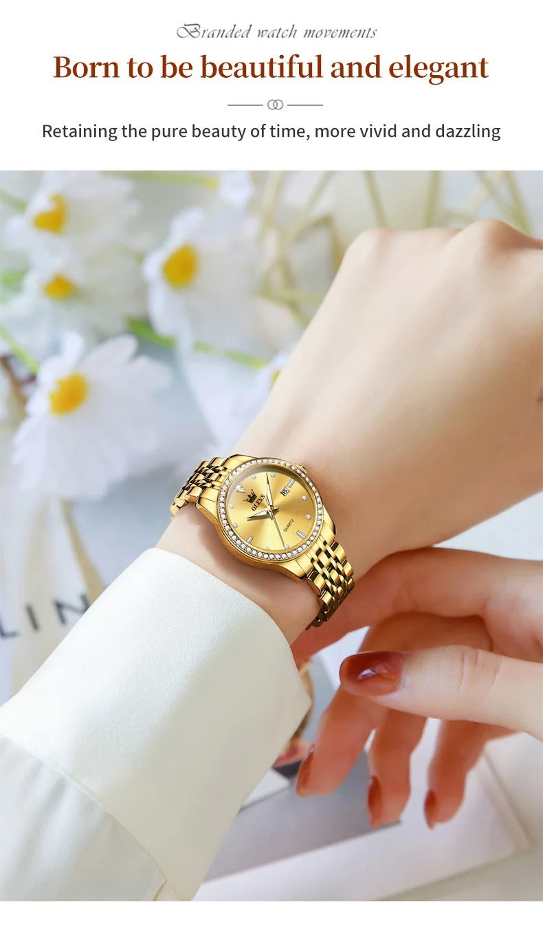 OLEVS Luxury Brand Women's Watches Elegant Gold Fashion Quartz Watch Luminous Versatile Waterproof Female Authentication Watch OLEVS Luxury Brand Women's Watches Elegant Gold Fashion Quartz Watch Luminous Versatile Waterproof Female Authentication Watch