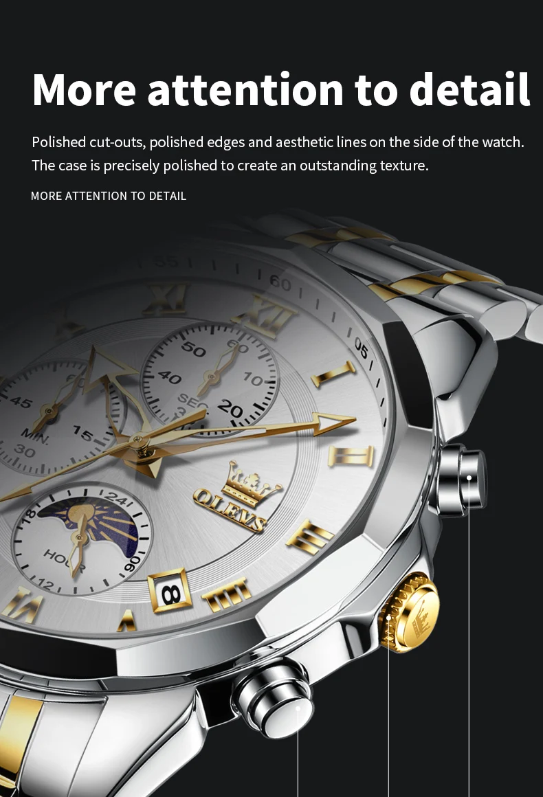 OLEVS 3675 Men Watch Brand Business Stainless Steel Date Chronograph Luxury Waterproof Moonphase Men Quartz Watch Reloj Hombre OLEVS 3675 Men Watch Brand Business Stainless Steel Date Chronograph Luxury Waterproof Moonphase Men Quartz Watch Reloj Hombre