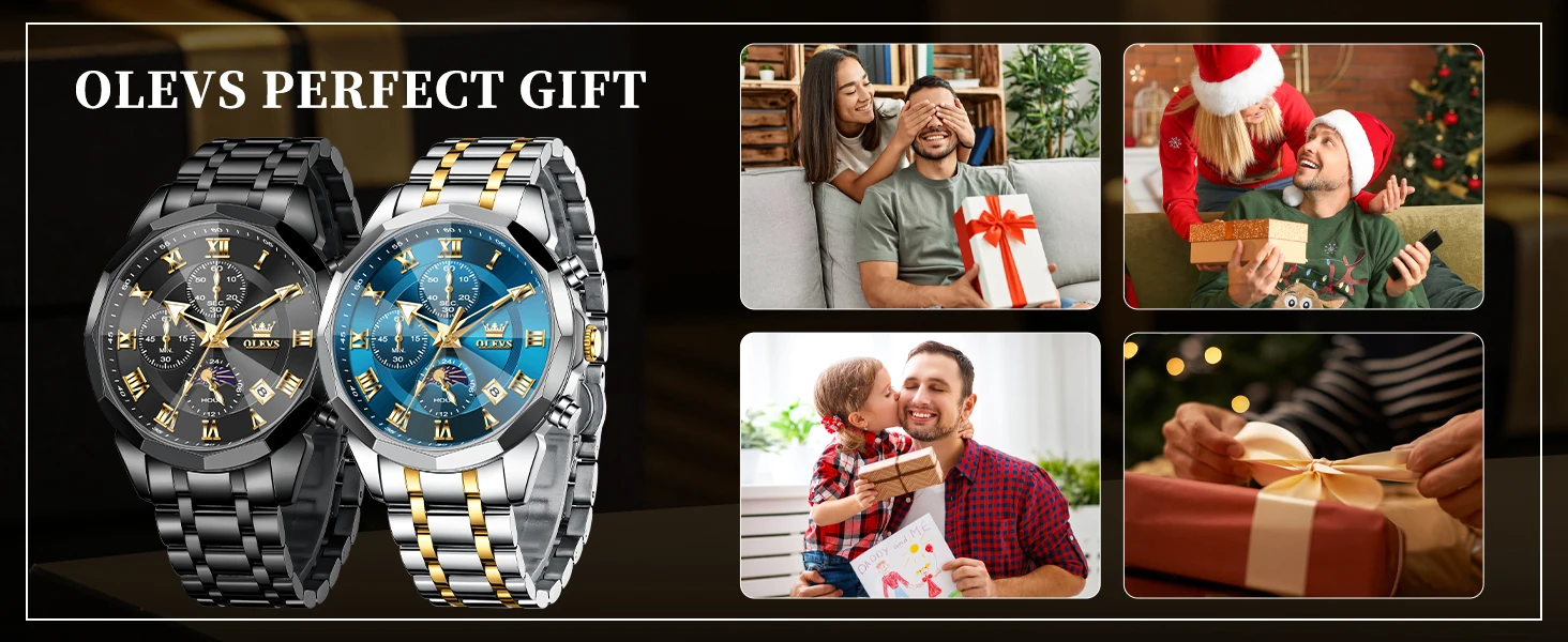 OLEVS 3675 Men Watch Brand Business Stainless Steel Date Chronograph Luxury Waterproof Moonphase Men Quartz Watch Reloj Hombre