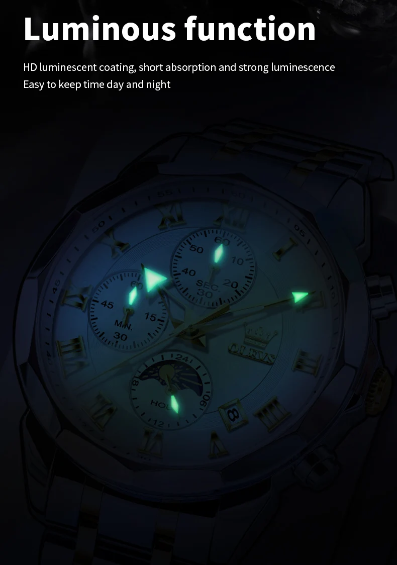 OLEVS 3675 Men Watch Brand Business Stainless Steel Date Chronograph Luxury Waterproof Moonphase Men Quartz Watch Reloj Hombre OLEVS 3675 Men Watch Brand Business Stainless Steel Date Chronograph Luxury Waterproof Moonphase Men Quartz Watch Reloj Hombre