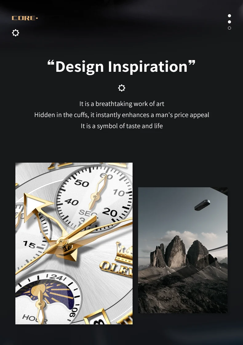 OLEVS Watch 3675 Men Luxury Fashion Business Original Quartz Watch HD Waterproof Luminous Moon Phase Chronograph Brand Men Watch