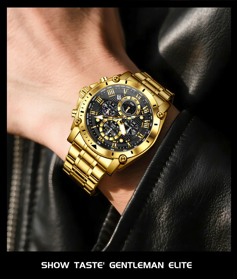 OLEVS New Man Watch Moon Phase Chronograph Waterproof Luminous Multi-functional Original Luxury Brand Quartz Men's Watches 3689