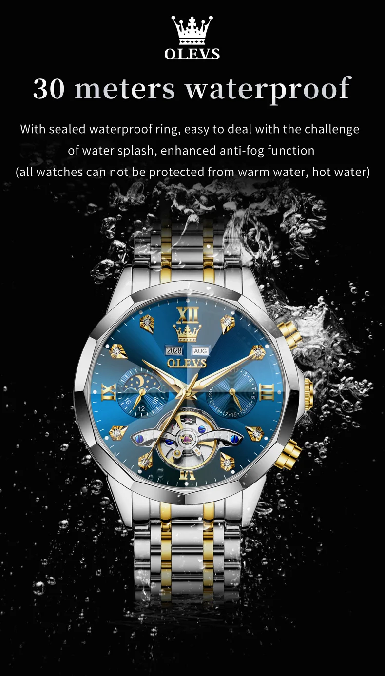 OLEVS 6621 Mens Watch High-end Automatic Mechanical Watches Flywheel Hollow Dial Calendar Moon phase Waterproof Man Wristwatch OLEVS 6621 Mens Watch High-end Automatic Mechanical Watches Flywheel Hollow Dial Calendar Moon phase Waterproof Man Wristwatch