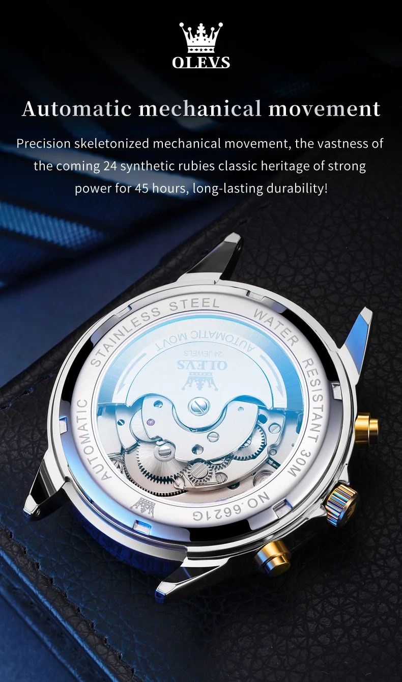 OLEVS 6621 Mens Watch High-end Automatic Mechanical Watches Flywheel Hollow Dial Calendar Moon phase Waterproof Man Wristwatch OLEVS 6621 Mens Watch High-end Automatic Mechanical Watches Flywheel Hollow Dial Calendar Moon phase Waterproof Man Wristwatch