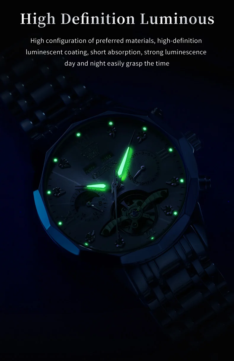 OLEVS 6621 Mens Watch High-end Automatic Mechanical Watches Flywheel Hollow Dial Calendar Moon phase Waterproof Man Wristwatch OLEVS 6621 Mens Watch High-end Automatic Mechanical Watches Flywheel Hollow Dial Calendar Moon phase Waterproof Man Wristwatch