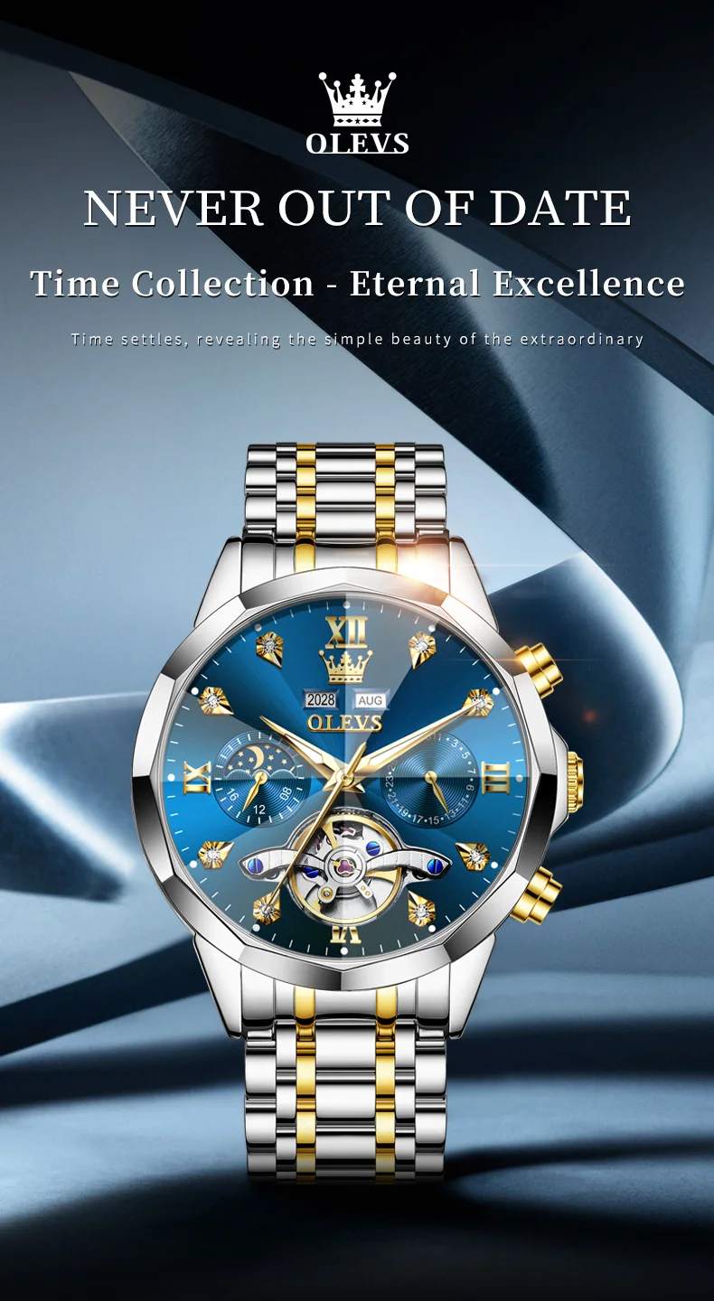 OLEVS 6621 Mens Watch High-end Automatic Mechanical Watches Flywheel Hollow Dial Calendar Moon phase Waterproof Man Wristwatch OLEVS 6621 Mens Watch High-end Automatic Mechanical Watches Flywheel Hollow Dial Calendar Moon phase Waterproof Man Wristwatch