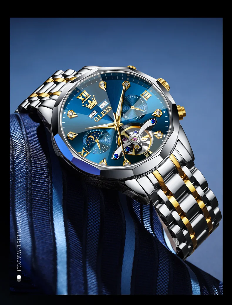 OLEVS 6621 Mens Watch High-end Automatic Mechanical Watches Flywheel Hollow Dial Calendar Moon phase Waterproof Man Wristwatch OLEVS 6621 Mens Watch High-end Automatic Mechanical Watches Flywheel Hollow Dial Calendar Moon phase Waterproof Man Wristwatch