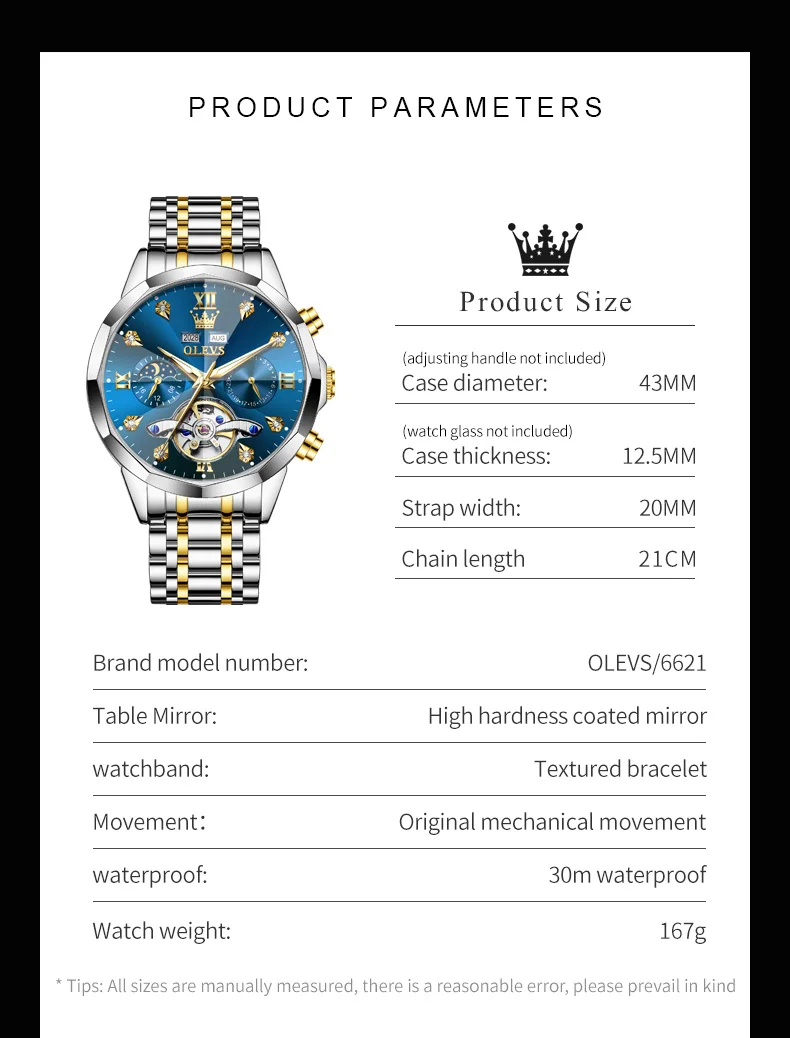 OLEVS 6621 Mens Watch High-end Automatic Mechanical Watches Flywheel Hollow Dial Calendar Moon phase Waterproof Man Wristwatch OLEVS 6621 Mens Watch High-end Automatic Mechanical Watches Flywheel Hollow Dial Calendar Moon phase Waterproof Man Wristwatch